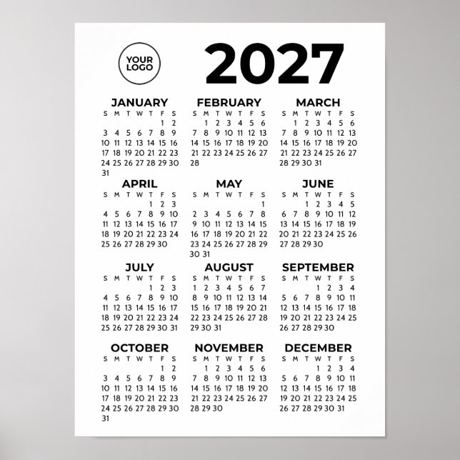 Affiche Calendrier 2027 Entreprise Moderne avec Logo (Devant)