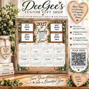 Affiche Calendrier 2027 Famille Citation Rustique Ferme