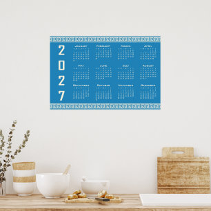 Affiche Calendrier 2027, Frette grecque, Cosmic Latte sur