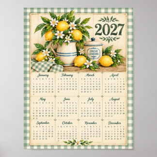 Affiche Calendrier 2027 (Gingham et citrons)