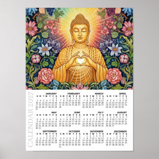 Affiche Calendrier 2027, Grand, Bouddha / Cœur de Lumière
