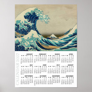Affiche Calendrier 2027, Grand, La Grande Vague de Kanagaw