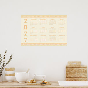Affiche Calendrier 2027, Méandre Grec, Beige sur Latte Cos
