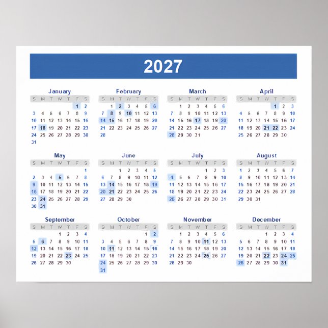 Affiche Calendrier 2027 par mois Maison École Bureau Mur (Devant)