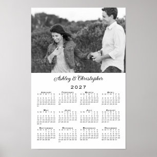 Affiche Calendrier 2027 Photo et Noms de Couple Élégants