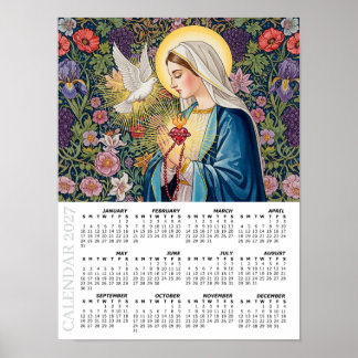 Affiche Calendrier 2027, Sacré-Cœur de Marie / Dévotion