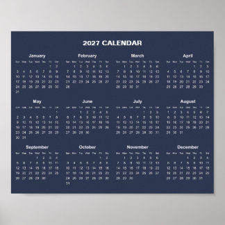 Affiche Calendrier 2027 Simple et Élégant |