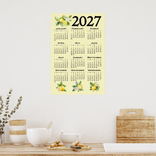 Affiche Calendrier 2027 Style Italien Citrons Jaune