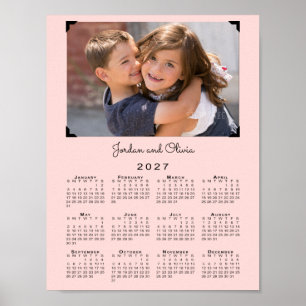 Affiche Calendrier 2027 Votre Photo et Nom Rose
