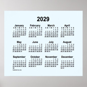 Affiche Calendrier 2029 Alice Blue par Janz Print