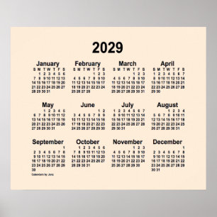 Affiche Calendrier 2029 Blanc Antique par Janz Print