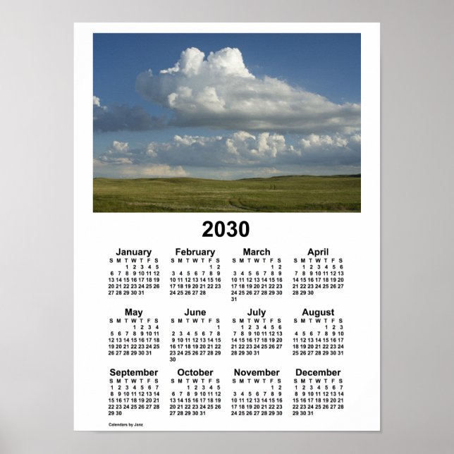 Affiche Calendrier 2030 des Sandhills du Nebraska par Janz (Devant)
