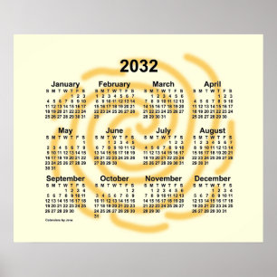 Affiche Calendrier 2032 de jours ensoleillés par Janz Post