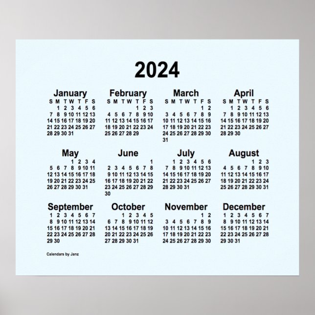 Affiche Calendrier Alice Blue 2024 par Janz Print (Devant)
