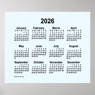 Affiche Calendrier Alice Blue 2026 par Janz Print