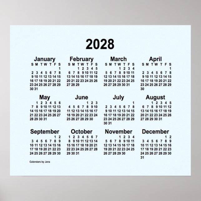 Affiche Calendrier Alice Blue 2028 de Janz Print (Devant)