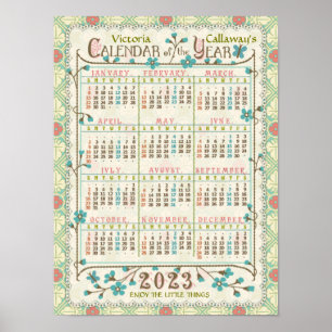 Affiche Calendrier annuel 2023 Art nouveau victorien   Sur