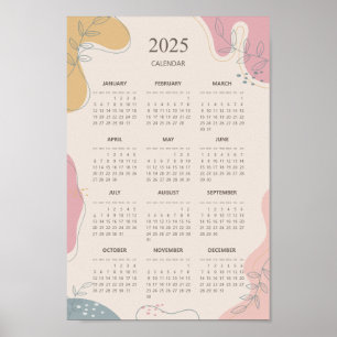 Affiche Calendrier annuel 2025 Abstrait Esthétique Minimal