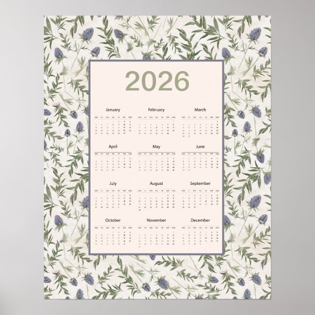 Affiche Calendrier annuel 2026 Chardon (Devant)