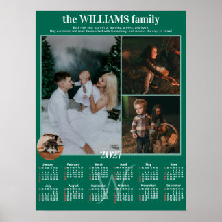 Affiche Calendrier annuel 2026 personnalisé avec 4 photos