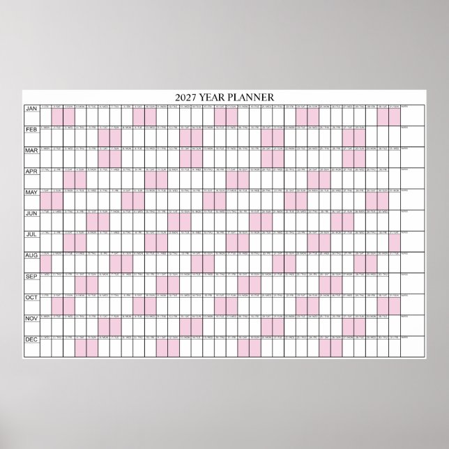 Affiche Calendrier annuel 2027 simple à vue murale (Devant)