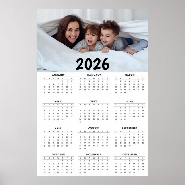 Affiche Calendrier annuel avec photo personnalisable  (Devant)
