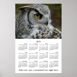 Affiche Calendrier annuel de photo de profil de hibou de 2