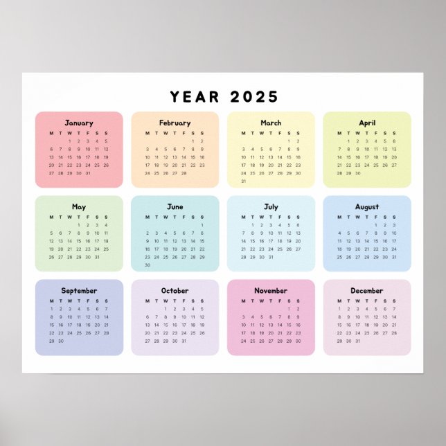 Affiche Calendrier annuel minimaliste personnalisé (Devant)
