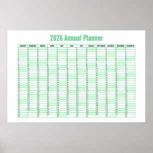 Affiche Calendrier annuel mural 2026 à vue mensuelle