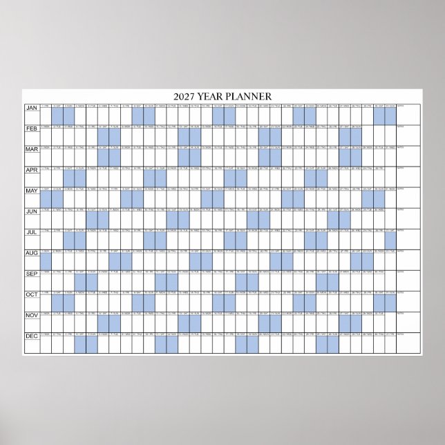Affiche Calendrier annuel mural simple 2027 (Devant)