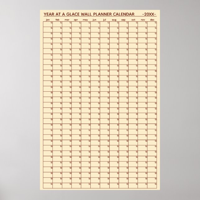 Affiche Calendrier annuel non daté à vue murale (Devant)