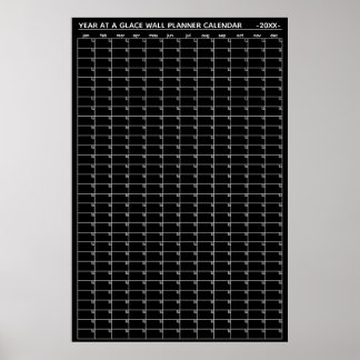 Affiche Calendrier annuel non daté à vue murale