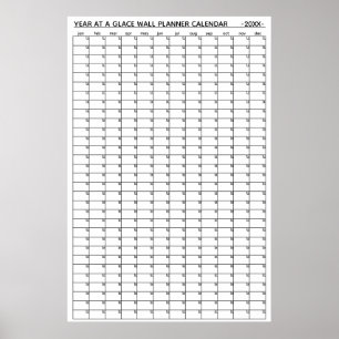 Affiche Calendrier annuel non daté à vue murale