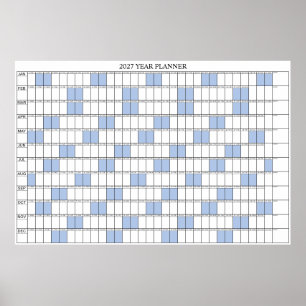 Affiche Calendrier annuel simple 2027 à vue d'œil
