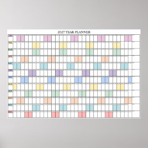Affiche Calendrier annuel simple 2027 à vue d'œil