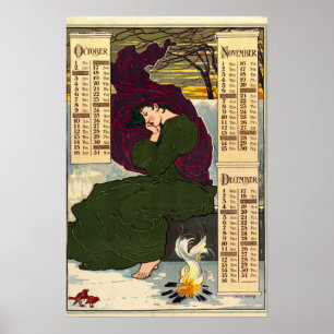 Affiche Calendrier Art Nouveau 1896 par Louis Rhead
