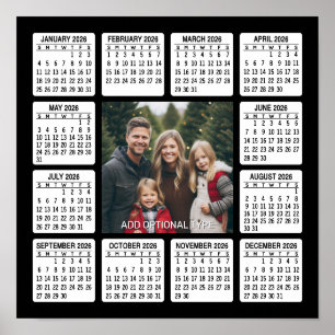 Affiche Calendrier avec Photo Vue annuelle Moderne Minimal