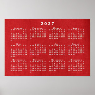 Affiche Calendrier blanc 2027 sur photo personnalisable