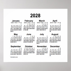 Affiche Calendrier blanc 2028 de Janz Print