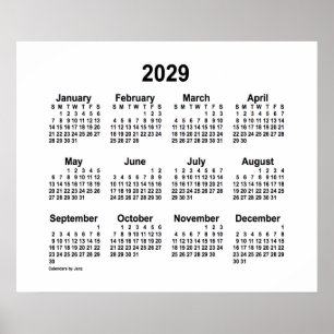 Affiche Calendrier blanc 2029 de Janz Print
