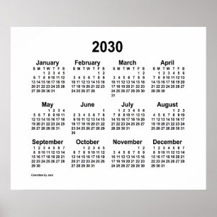 Affiche Calendrier blanc 2030 par Janz Print