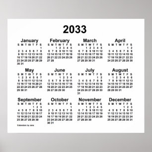 Affiche Calendrier blanc 2033 de Janz Print