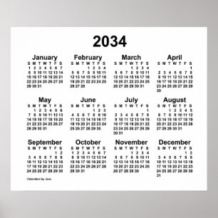 Affiche Calendrier blanc 2034 de Janz Print