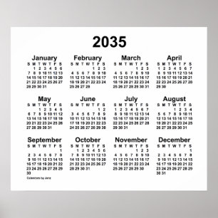 Affiche Calendrier blanc 2035 de Janz Print