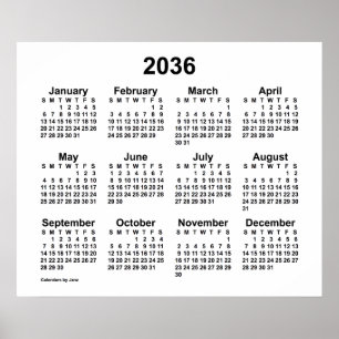 Affiche Calendrier blanc 2036 de Janz Print