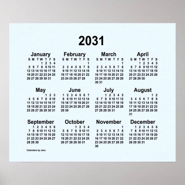 Affiche Calendrier bleu Alice 2031 par Janz Imprimer (Devant)