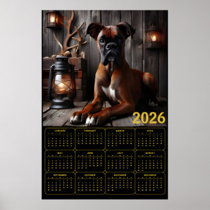 Affiche Calendrier Chien Boxer 2026 – Portrait de Cabane R