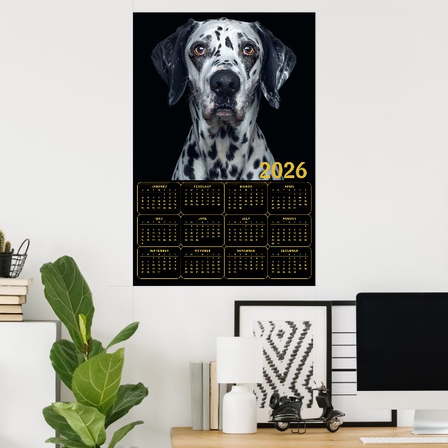 Affiche Calendrier Chien Dalmatien 2026 (Bureau à domicile)