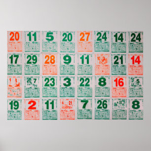 Affiche Calendrier chinois vintage pap