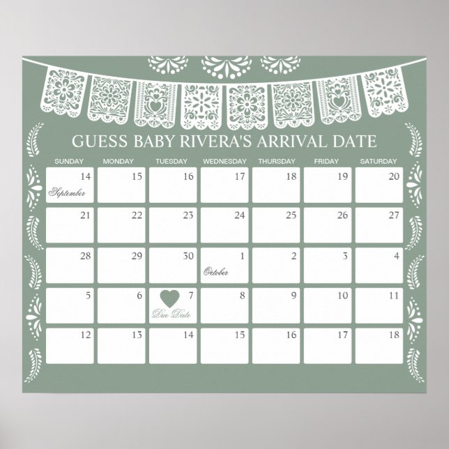 Affiche Calendrier Cielito Lindo pour deviner la date prév (Devant)